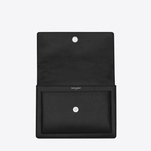 Brand New!!! YSL Saint Laurent Sunset Medium YSL Crossbody Bag in Black Leather - Picture 7 of 16